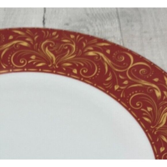 JC Penny Chris Madden MONTALIRA RED Gold Design Porcelain Dinner Plate Set 4 - Picture 12 of 16